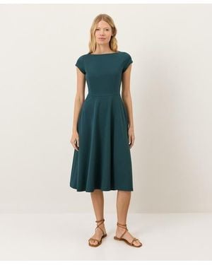Pact Fit & Flare Ballet Neck Dress Made With Organic Cotton - Blue