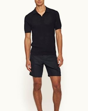 Orlebar Brown Norwich Lino Tailored Fit Smart Italian Linen Shorts - Blue