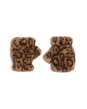 Apparis Ariel Faux Fur Fingerless Gloves - Brown