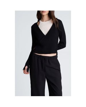 Kenneth Cole Rib Halter Sweater Set - Black
