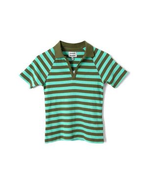 Damson Madder Delphi Stripe Polo Shirt - Green