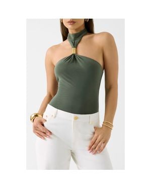 Marciano Soraya Embellished Halter Neck Top - Blue