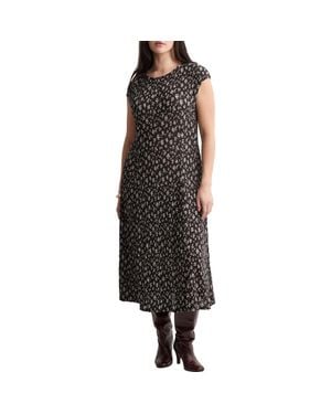 Mango Floral-Print Midi-Dress in Brown | Lyst