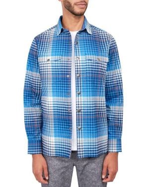 Brooklyn Brigade Slim Plaid Cotton Stretch Shirt Jacket - Blue