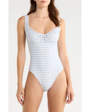 Reformation Bahia Gingham One-Piece Swimsuit - White