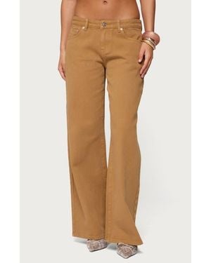 Edikted Roman Slouchy Low Rise Wide Leg Jeans - Brown