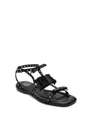 Ash Rachel Studded Ankle Strap Slide Sandal - Black