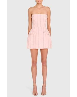 Amanda Uprichard Metallic Windowpane Plaid Cocktail Romper - Pink