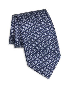 Ferragamo Zoe Gancini Print Silk Tie - Blue