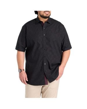 Synrgy by DXL Big & Tall Tonal Plaid Sport Shirt V2 - Black