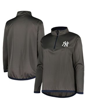 Profile New York Yankees Plus Size Quarter-Zip Jacket - Black