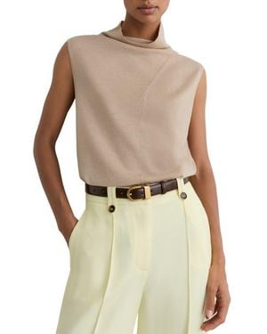 Reiss Honey Funnel Neck Knit Shell - Natural
