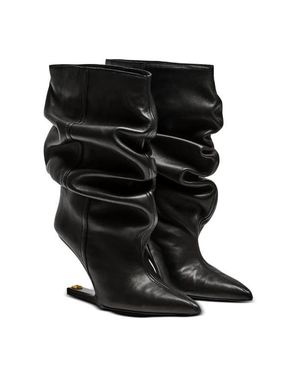 Balmain No Wedge Smooth Leather Ankle Boots - Black