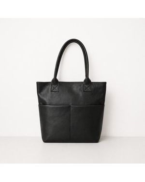 Amasouk Classic Structured Leather Tote Bag - Black