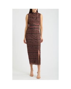 Vince Camuto Geometric Print Mesh Sheath Dress - Red