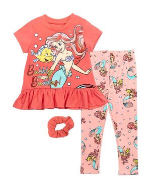 Disney The Little Mermaid Princess Ariel Glitter T-Shirt And Leggings Set - Red
