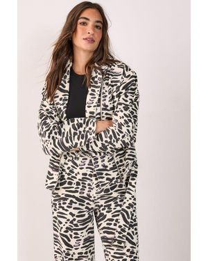 Nasty Gal Denim Animal Print Biker Jacket - White