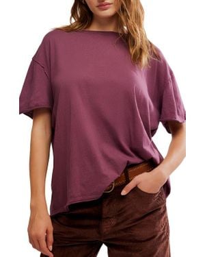 Free People Nina Crewneck Cotton T-Shirt - Red