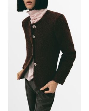 Mango Bouclé Jacket - Black