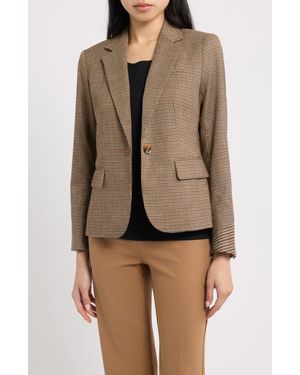 Anne Klein One-Button Notch Lapel Blazer - Brown