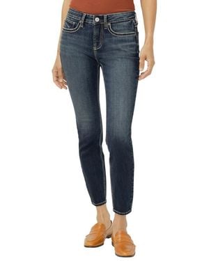 Silver Jeans Co. Suki Curvy Mid Rise Ankle Skinny Jeans - Blue