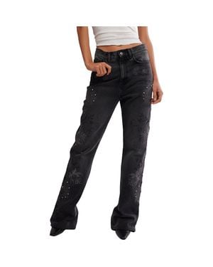 Free People Irie Embellished Bootcut Jeans - Black