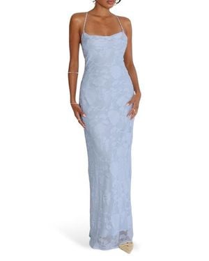 Princess Polly Celena Floral Burnout Gown - Blue