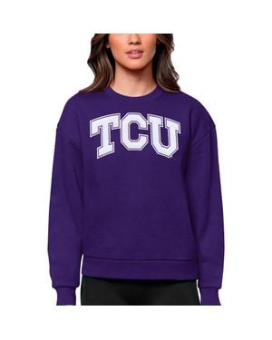 Antigua Tcu Horned Frogs Victory Crewneck Pullover Sweatshirt - Purple