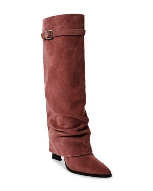 Free People Felicity Foldover Shaft Pointed Toe Knee High Boot - Red