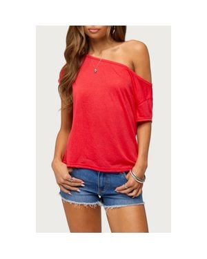Edikted Amora Semisheer One-Shoulder Top - Red