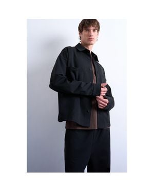 TOPMAN Double Pocket Jersey Jacket - Blue