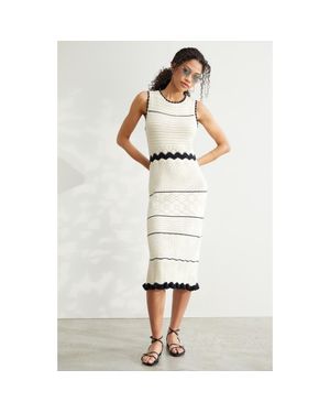 Treasure & Bond Pointelle Midi Sweater Dress - White