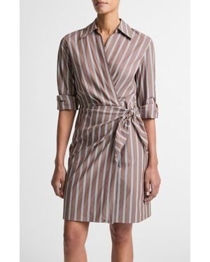 Vince Stripe Long Sleeve Tie Waist Dress - Multicolor