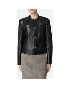 Bottega Veneta Soft Napa Lambskin Leather Jacket With Knot Buttons - Black