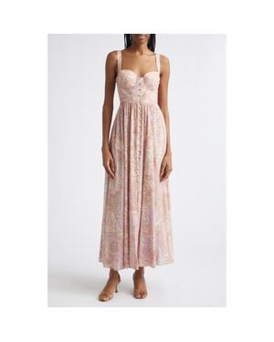 L'Agence Rosette Paisley Print Maxi Dress - Pink