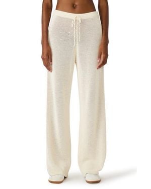 Steve Madden Paisley Open Stitch Wide Leg Pants - Natural