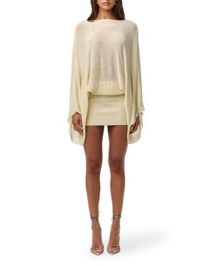 Naked Wardrobe Drape Sleeve Knit Minidress - Natural