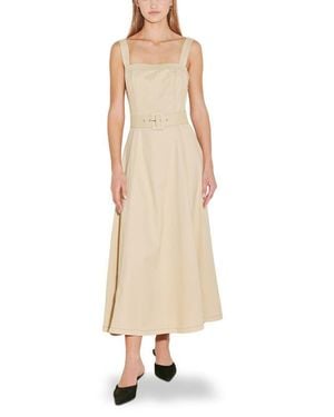 FREEMARKET Belted A-Line Midi Dress - Natural