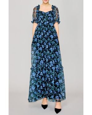 MELLODAY Floral Chiffon Gown - Blue