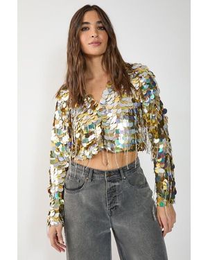 Nasty Gal Disc Tassel Trophy Jacket - Gray