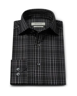Bugatchi Ooohcotton Devon Plaid Performance Shirt - Black
