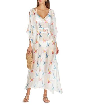 VALIMARE Florence Maxi Sheer Silk Blend Cover-Up Kaftan - White