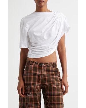 Collina Strada Eva Draped Organic Cotton Crop Top - White