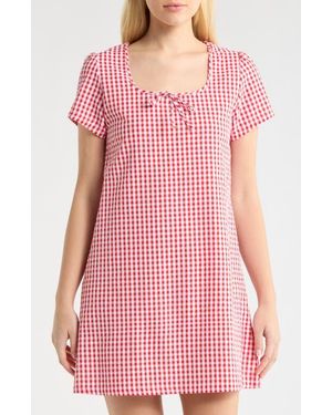 French Connection Gingham Seersucker Nightgown - Pink