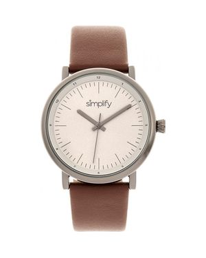 Simplify The 6200 Leather-Strap Watch - Metallic