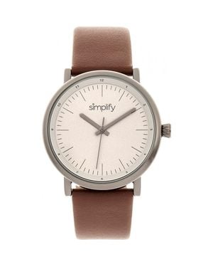 Simplify The 6200 Leather-Strap Watch - Metallic