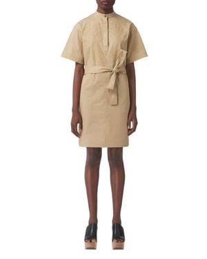 Burberry Abbie Logo Poplin Shirtdress - Natural
