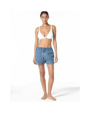MICHAEL Michael Kors Marina Stripe Coverup Shorts Swim - Blue