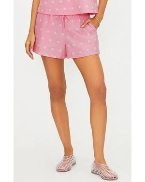 Beach Riot Birkley Polka Dot Cotton & Linen Cover-Up Shorts - Pink
