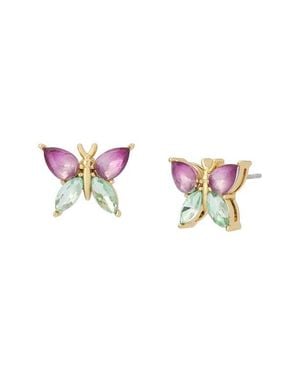 Kurt Geiger Two Tone Crystal Butterfly Stud Earrings - Pink